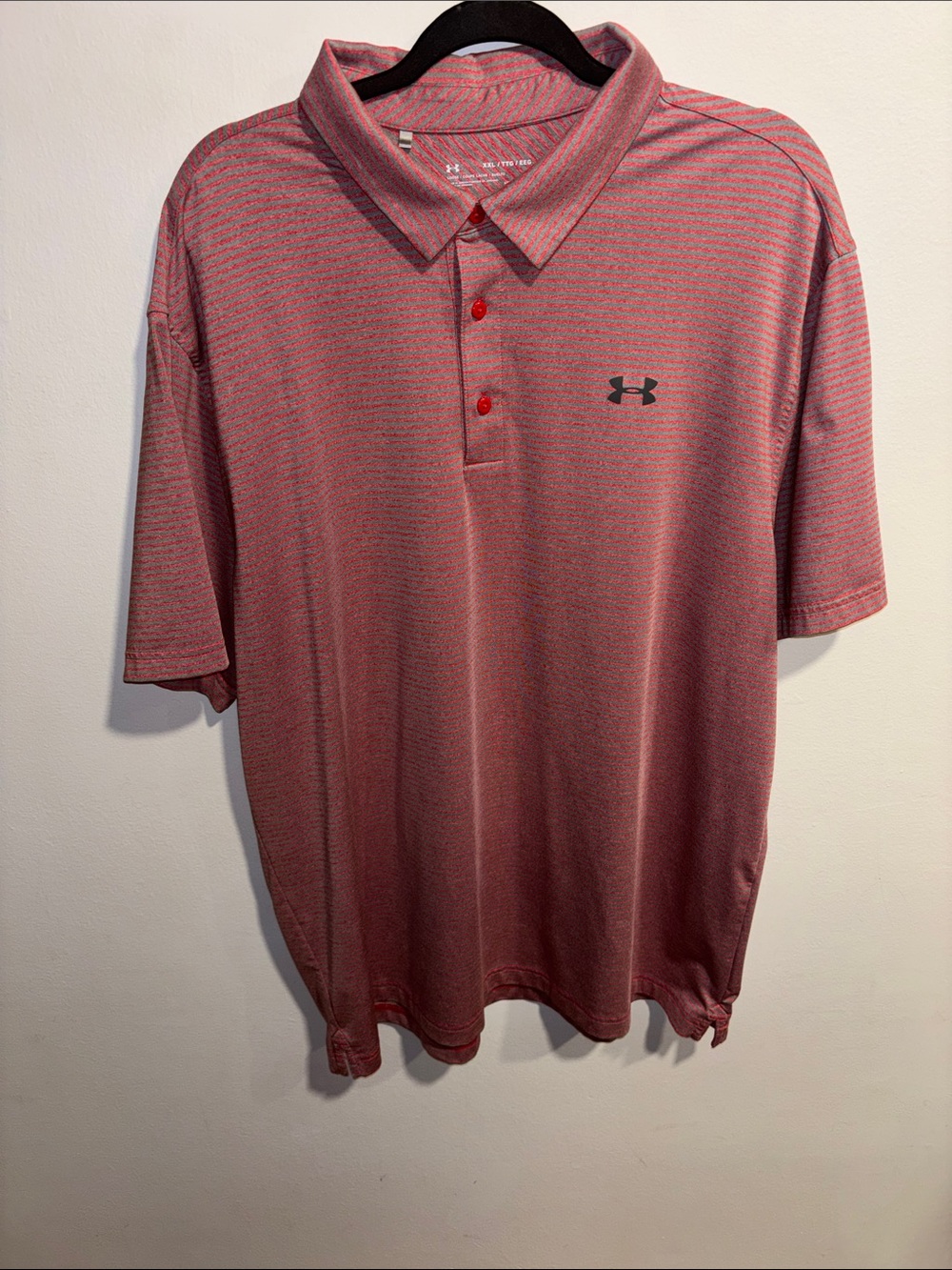 Under Armour Men's Heathered Coral Polo with Contrast Buttons